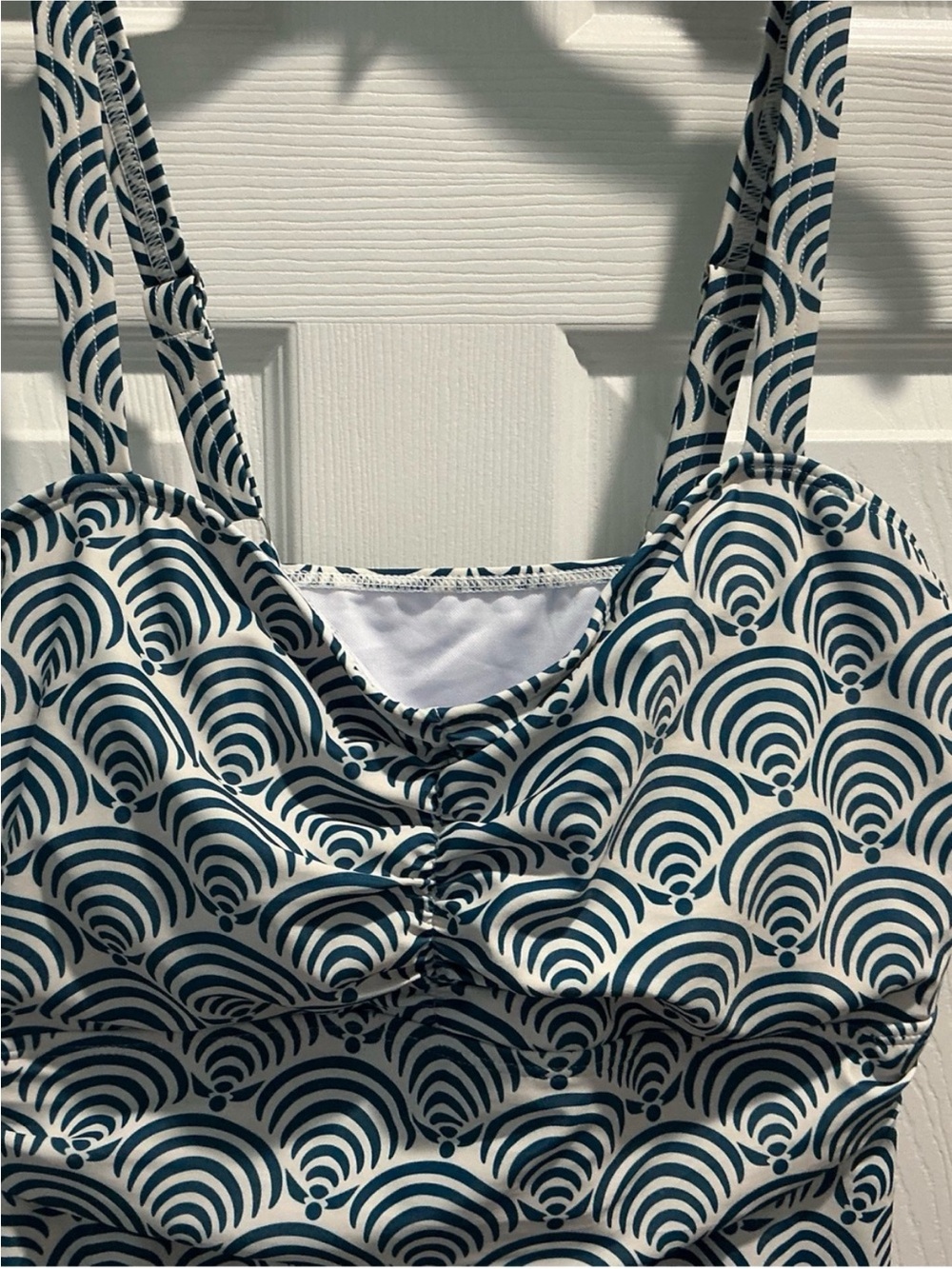 Sold ** BloomChic Navy and White Swim Mini with Geometric Fans - Picture 3 of 12